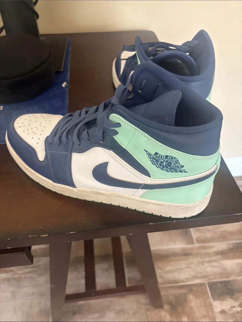 Jordan Men’s High-Top Sneakers in Navy, White & Mint